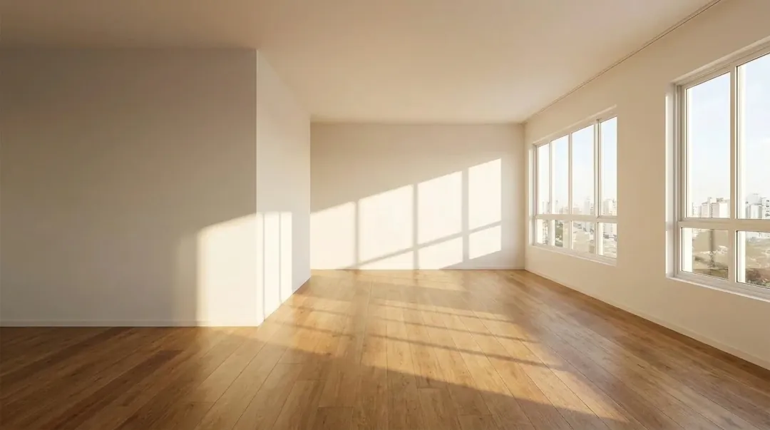 A sala vazia, antes da decoração